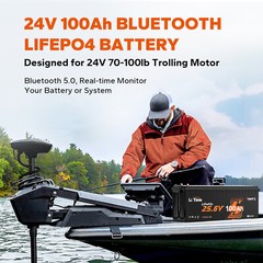 Litime 24V 100Ah Bluetooth 5.0 Low Temp LiFePO4 Lithium Battery For Solar Marine