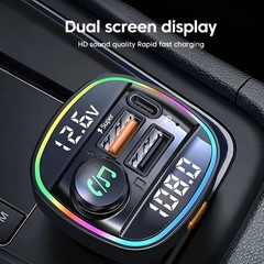 Bluetooth 5.0 Car FM Transmitter Adapter, Hands-Free, USB Charger, AUX Audio US