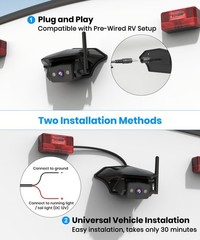 AUTO-VOX RV Wireless IR Backup Camera Plug and Play HD 1080P 7.2″ DVR 3-Channels