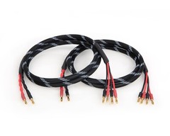 Canare 4S11 Bi-Wire Speaker Cable Pair, Black Flex Braided 2 to 4 Banana.