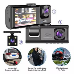 Dash Cam HD WIFI Car Dual Lens Front/Rear/Inside Video Recorder Camera G-sensor