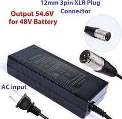 UL Certified 54.6V Fast Charger with XLR Plug – 13S 48V Lithium Battery Charger
