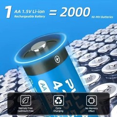 4 Packs 4255mWh AA 1.5V Rechargeable Lithium Batteries + Fast Charger Box NEW
