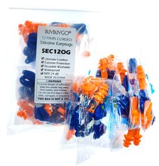 12 Pairs Corded Silicone Ear Plugs – 1 Count (Pack of 12), Orange