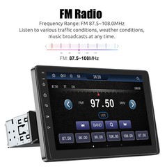 Single 1DIN 9 Inch Car Stereo Apple Carplay Android Auto HD Radio Head Unit SWC