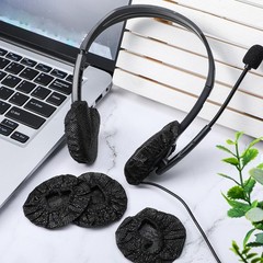 300 Disposable Headphone Covers – Non-Woven Sanitary Earphone Pads, Black, 6.5cm