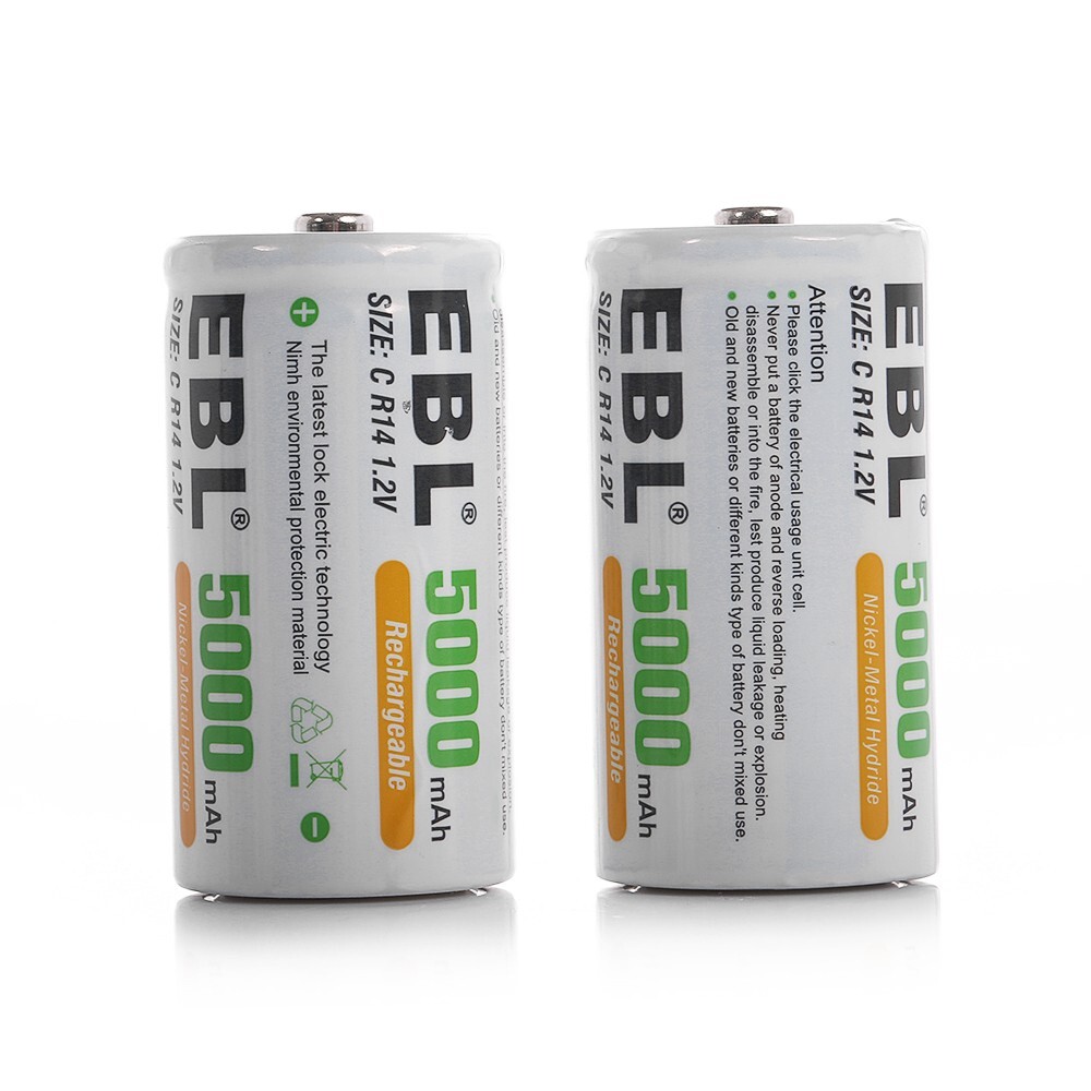 EBL Professional C Size Cell Rechargeable Batteries NIMH 1.2V 500Omah Lot