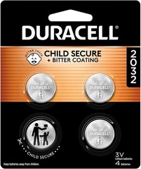 Duracell 2032 Lithium Battery CR2032 3V | 4-Count Pack | Child Safety Features