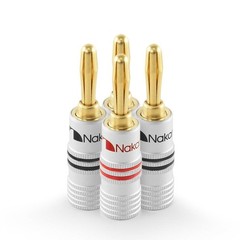 Excel Series 24k Gold Plated Banana Plugs – 4 Pieces, 12-18 AWG for Hi-Fi Audio