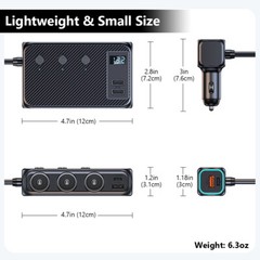 9 in 1 Car Cigarette Lighter Socket Splitter USB C Fast Charging Power Adapter