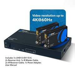OREI 4K Ultra HD 1×2 HDMI Extender Splitter Over CAT6/7 (UHD12-EX115-K)