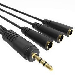 AUX Headphone Splitter Cable 3.5mm Male to Triple Female Stereo Adapter