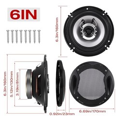 6in 2-Way Coaxial Car Speakers, 400W (100W RMS), 6-Inches Coaxial-2 Way