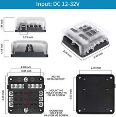 6 Way 12V Fuse Box 12Volt Blade Fuse Block, 6 Circuit W/Negative Bus Waterproof