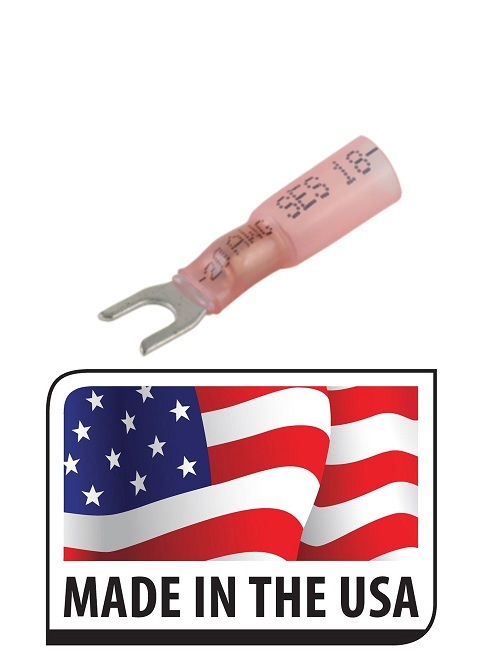 (25) 22-18 AWG #10 STUD 3M HEAT SHRINK FORK SPADE TERMINAL CONNECTOR Made in USA