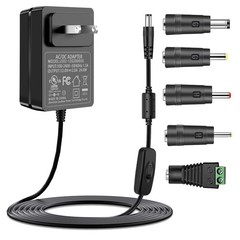 12V 2A AC Adapter Power Supply with Switch UL Listed, 100-240V AC to DC 12VDC…