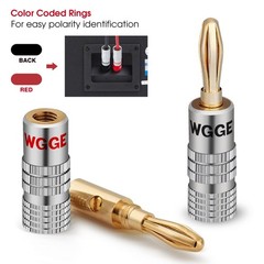 WG009 Banana Plugs Audio Jack Connector, 24k Gold Dual Screw Lock Speaker Con…