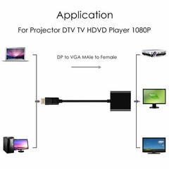 DisplayPort Male DP to VGA Adapter Cable cord 1080P laptop desktop Game Monitor