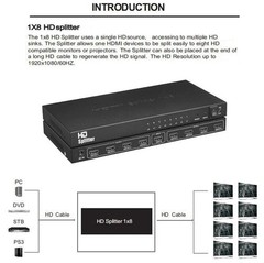 1 In 8 Out HDMI Splitter Switch 8 Port Repeater Amplifier Hub 3D 4K HD 1080P US