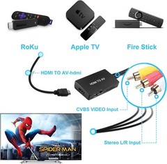 HDMI to RCA Converter, HDMI to AV 3RCA CVBs Composite Video Audio Converter Adap