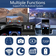Wireless WiFi Solar Panel Battery Hitch Backup Camera Magnetic For iOS Android