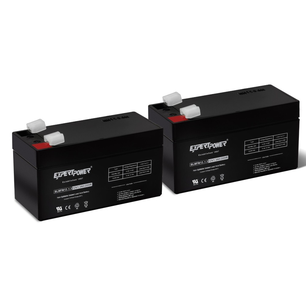 2 Pack – ExpertPower 12V 1.3Ah Rechargeable SLA Battery with F1 Terminals