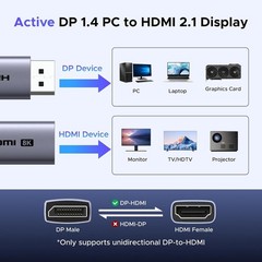 8K@60Hz Active Display Port to HDMI Unidirectional Adapter with 4K@240Hz 2K@2…