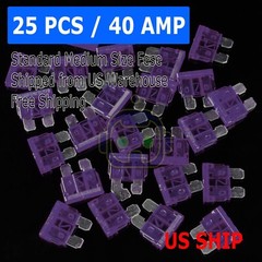 25 Pack 40 Amp ATC ATO Blade Fuse kit Auto Car Boat Marine Truck Motorcycle 5A