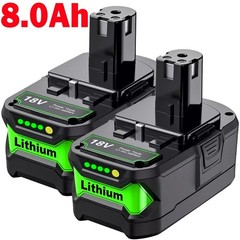 2 Packs 8.0Ah 18 Volt High Capacity for Ryobi P109 P191 Power Tools Battery