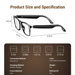 🥇Anti-blue Light Smart Glasses Bluetooth Call Audio Open Ear Headphones w/ Mic*
