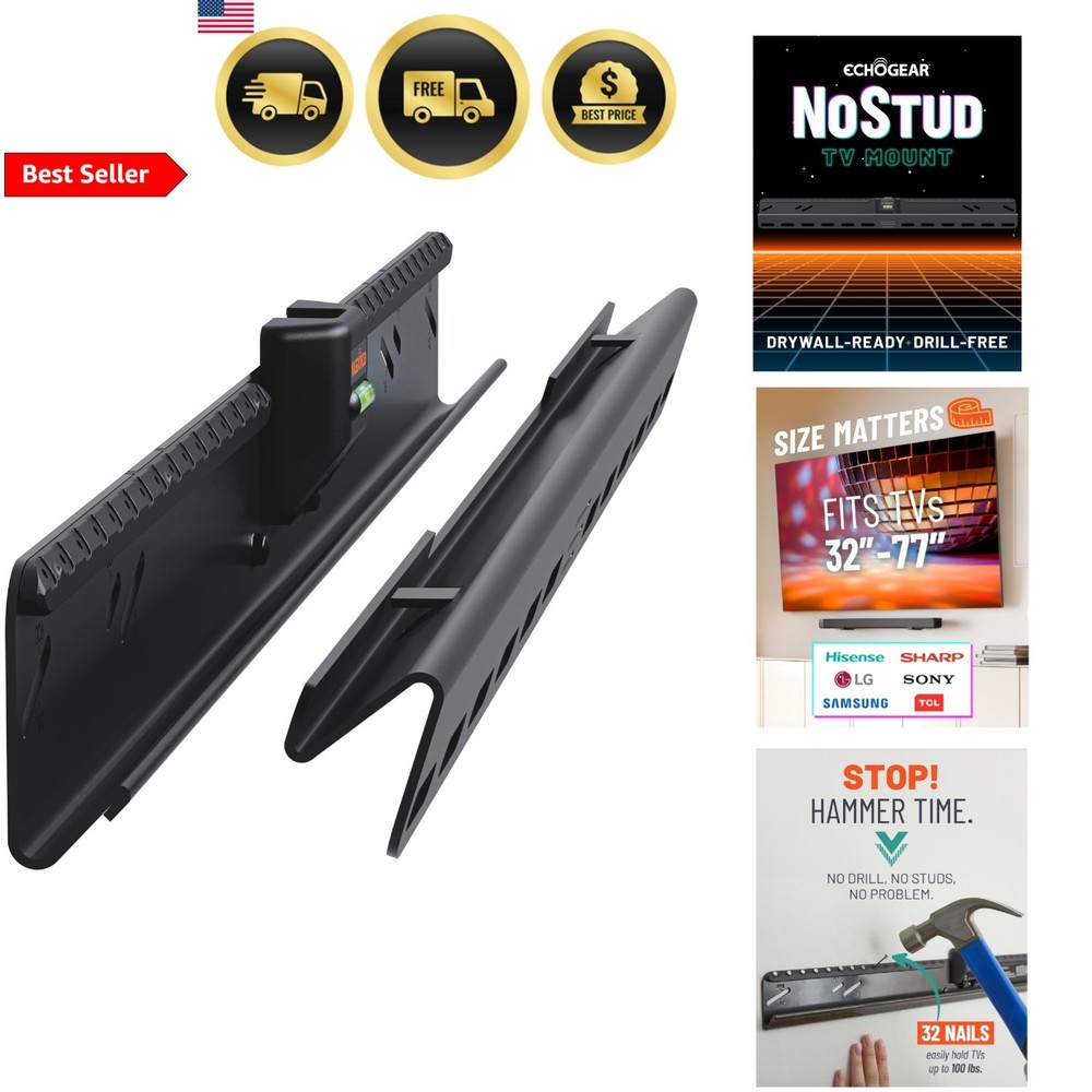 No Stud TV Mount Wall Mount for 32-77 Inch TVs Tilt Slim No Drill None