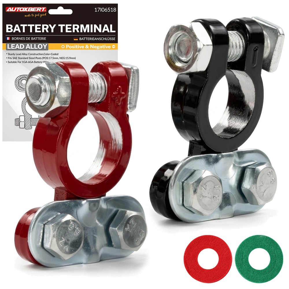Set Top Post Color-Coded Lead Alloy Car Battery Terminal Connector Cable Clamps