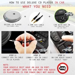 CD Player W 60 Second Anti Skip, Stereo Earbuds, Aux in Cable & AC USB Cable