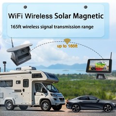 Solar Magnetic Wireless Backup Camera 1080P Monitor TouchScreen Car Truck Camper