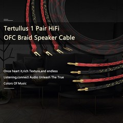 Tertullus 1 Pair Hifi 2.5M/8.20Ft Ofc Speaker Cable Banana To Spade Plugs 4