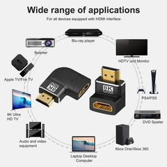 4-Pack 8K HDMI 2.1 Angle Adapter 90° 270° Gold Plated 4K/8K HDR eARC