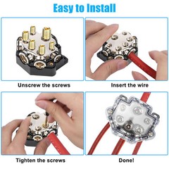 2pcs Durable Construction Car Audio Distribution Block 1 Way In 5 Ways Out
