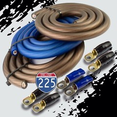 BIG 3 Upgraded 1/0 AWG Gauge Black & Blue Alternator Electrical Wiring Combo Kit