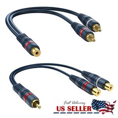 RCA 1 Female to 2 Male RCA 1 Male to 2 Female Audio Y-Converter Splitter Adapter