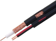 250FT Black Bulk Siamese RG59/U Cable, 20AWG + 18/2AWG 95% Shielding, CCTV Video