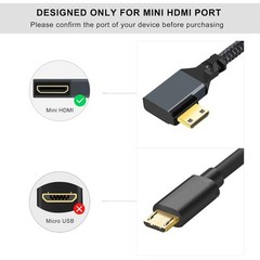 Twozoh 90° Degree Left Angle Mini HDMI Male to Female 0.6FT, Angled