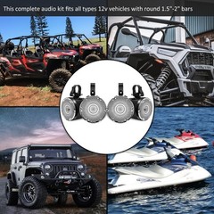 Recoil R4-Q Complete Marine 400 Watts Quad Speakers Audio System