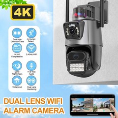 8MP 4K WiFi Security Camera: Dual Lens, 1-8X Zoom Outdoor PTZ Home Cam* US STOCK