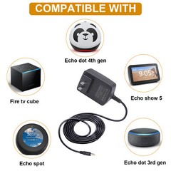 15W Power Adapter Charger for Amazon Echo Dot 3rd and 4th Gen Fire TV Cube Cord