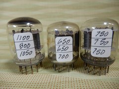 Three Mixed Makes 6C10 Vacuum Tubes Various Results 100% is 1250 on Our Hickok 8
