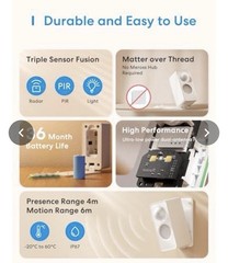 Meross MS605 Matter Thread mmWave Presence Motion Light Sensor Open Box