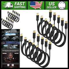 DisplayPort Cable 10-Pack 6ft 4K 60Hz for Gaming Monitor PC Laptop
