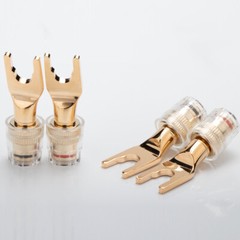 4PCS Speaker Wire Adapter Y Spade to Banana Female Gold Plated 4mm Connector