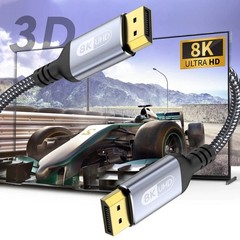 DisplayPort Cable 8K DP 1.4Cable 8K@60Hz 4K@144Hz Braided High Speed Display