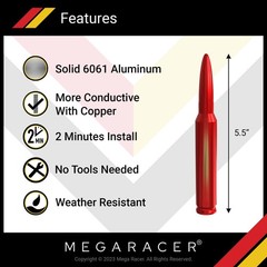 5.5″ Red Antenna for Trucks, Cars and SUVs, 6061 Solid Aluminum Body & Copper…